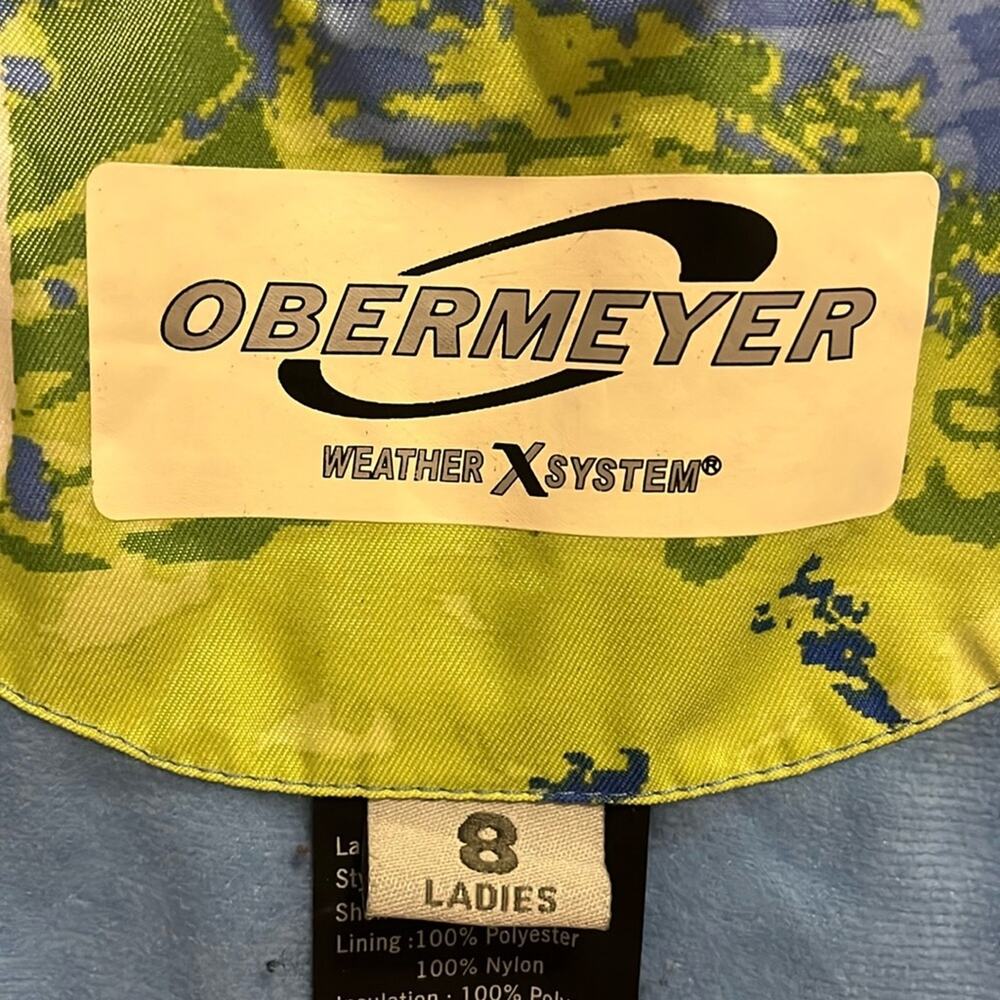 Obermeyer Women's Ski Jacket Size 8 Light Blue Print Quilted Zip Front Pockets - Picture 13 of 15